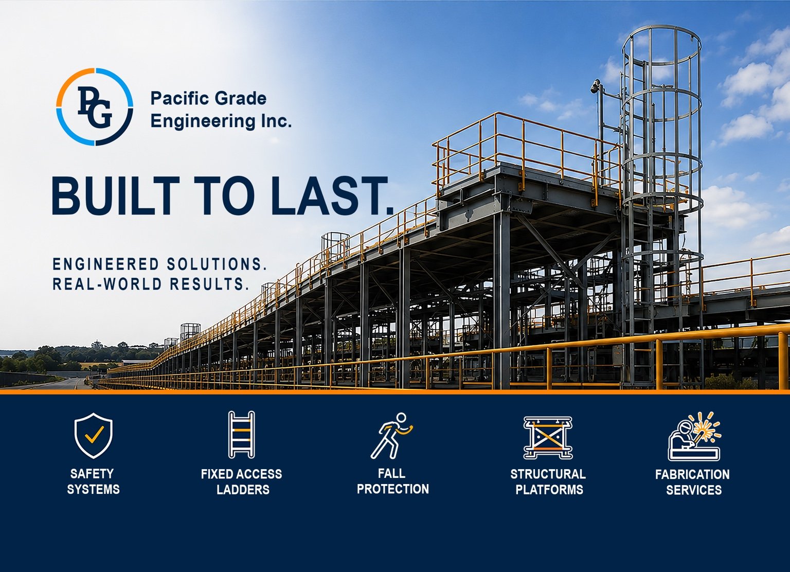 Original PGE card front with yellow safety railings and caged access ladders